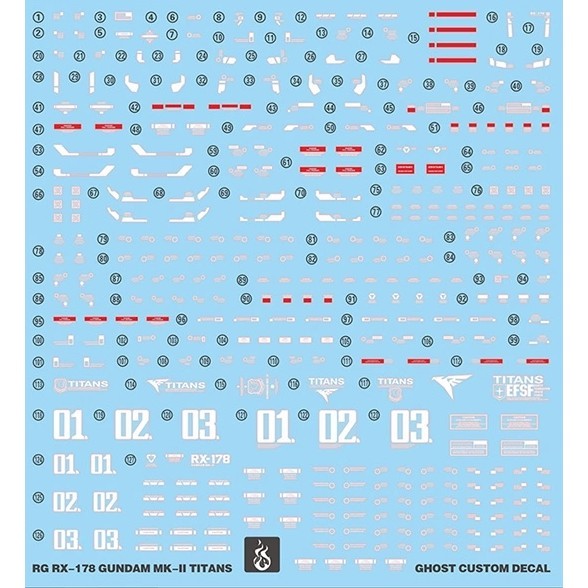 YAN FLAME Water Slide Decal GHOST RG 1/144 MK2 Titans MK-II Fluo (YANRG031) 20250721
