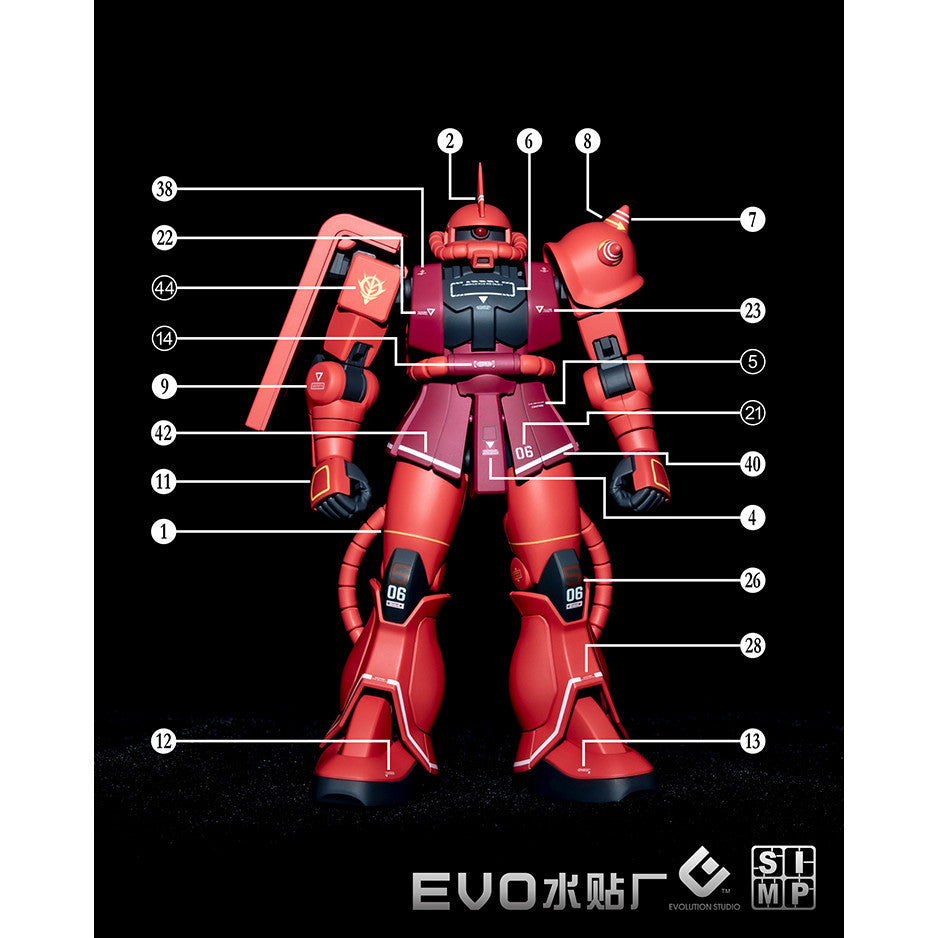 20250721 EVO HGUC char's zaku Water Slide Decal HG234 Fluo Water Slide Decal EVOHG017