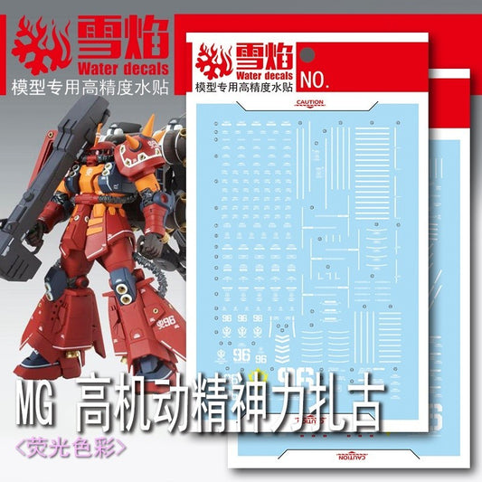 20250722 XY XUEYAN MG 1/100 128 Mobility Type Psycho ZAKU Ver.Ka Fluorscent Water Slide Decal