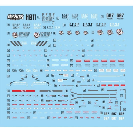 MASTER Water Slide Decal H011 HGUC HG 1/144 FA-78-3 FA 7th Fluo Type Collectibles