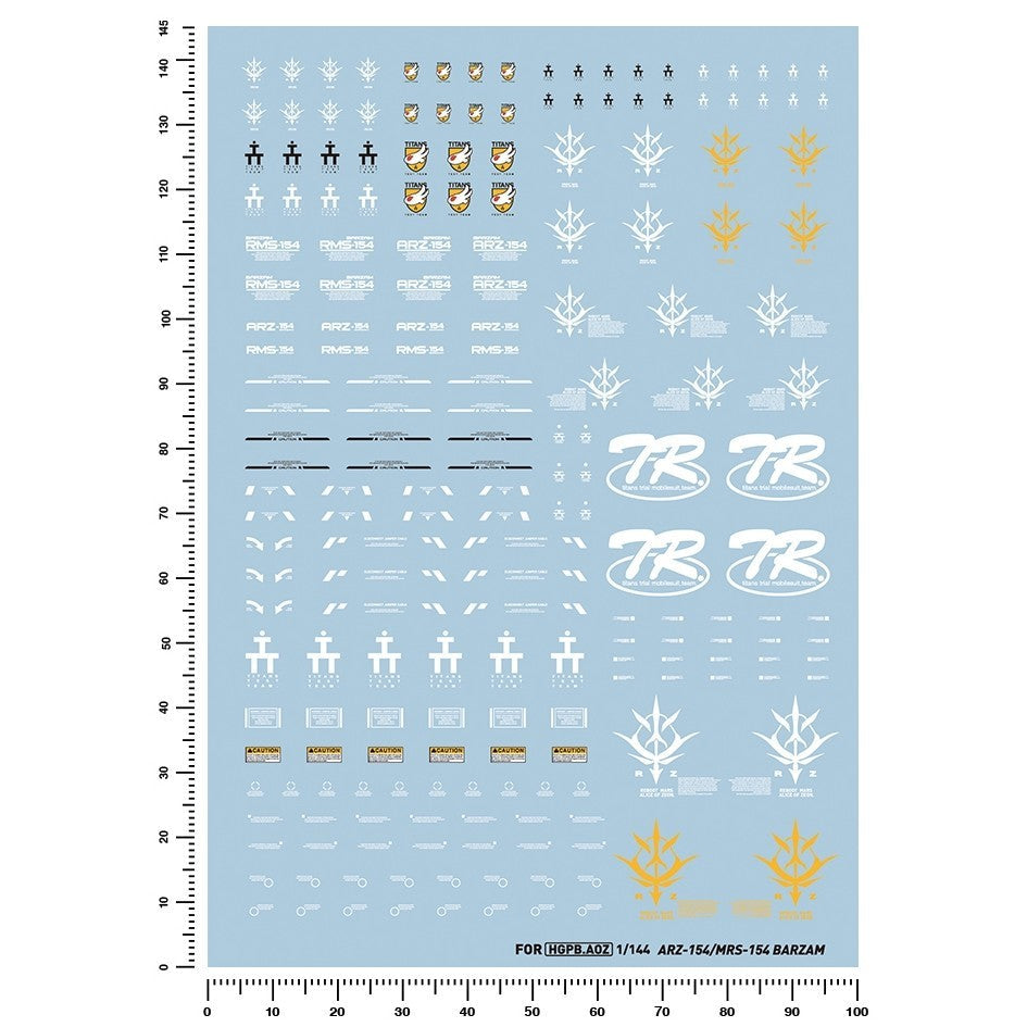 20250722 Artisan's Club HG 1/144 ARZ-154 MRS -154 Barzam AOZ Water Slide Decal [HGPB.AOZ]