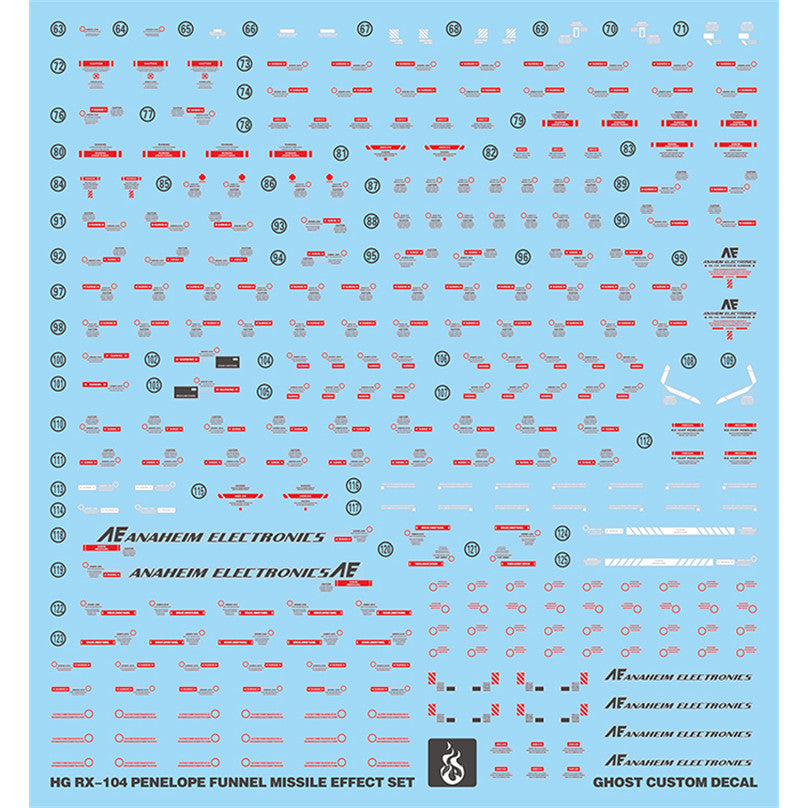 YAN GHOST HG RX-104 PENELOPE FUNNEL MISSILE EFFECT SET WATER SLIDE DECAL (YANHG016) 20250721