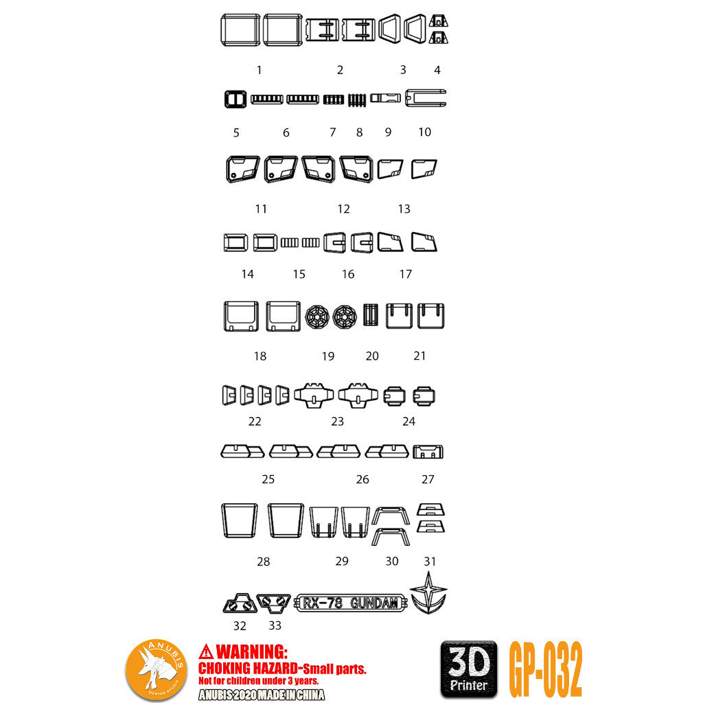 ANUBIS 3D print detail upgrade parts HG RX-78-2 40th Beyond Global GP032 no kits Collectibles