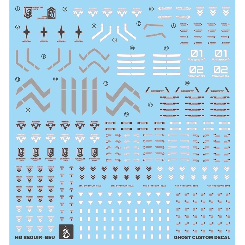 YAN FLAME Water Slide Decal GHOST HG TWFM BEGUIR-BEU Fluo (YANHG057) 20250721