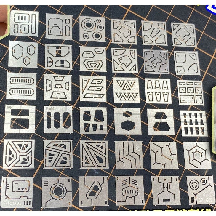 Alexen AJ0095 iron handle crystal flake engraving detail auxiliary ruler model tool