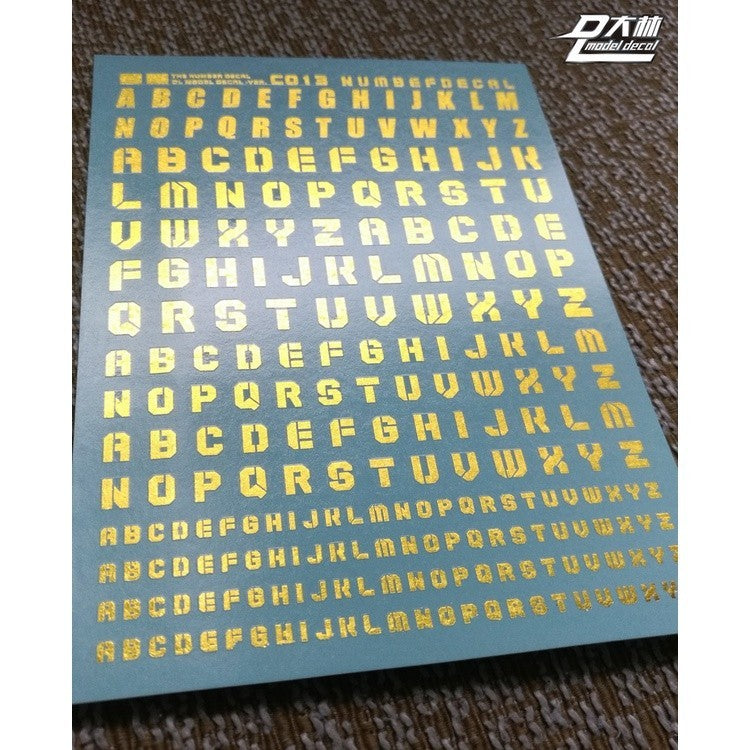 DL DALIN Water slide decal 1/144 1/100 1/60 Number Digital General Use Gold Coating