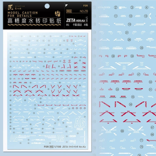 20250722 Artisan's Club MG 1/100 Zeta ver.ka Water Slide Decal MG219