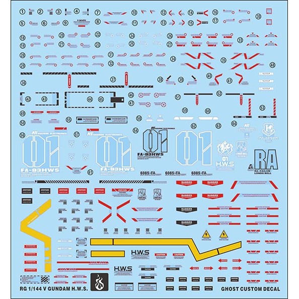YAN GHOST RG 1/144 V H.W.S.  HWS NU WATER SLIDE DECAL (YANRG008) 20250721