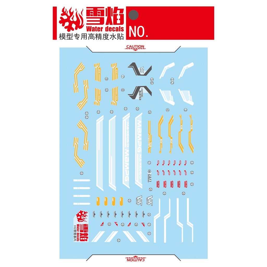 20250722 XUEYAN XY / SNOW FLAME Water Slide Decal HGCE 100 HG 1/144 Lightning Buster