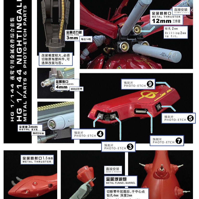 CALILY metal Detail upgrade parts for HG Nightingale booster etching Collectibles