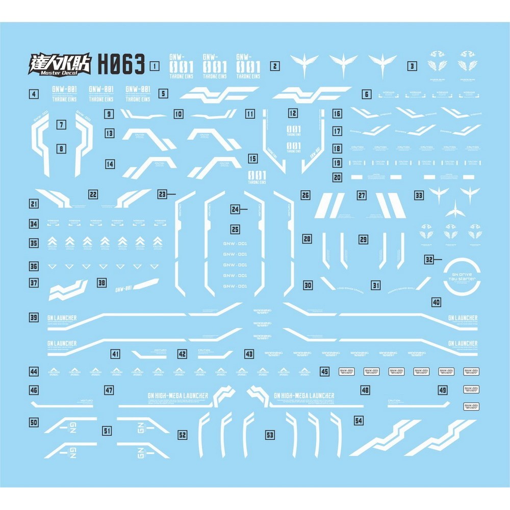 MASTER Water Slide Decal H063 HG 1/144 Throne Eins Collectibles