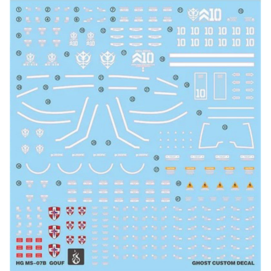 YAN Water Slide Decal GHOST HGUC HG 1/144 MS-07B Gouf (YANHG064) 20250721