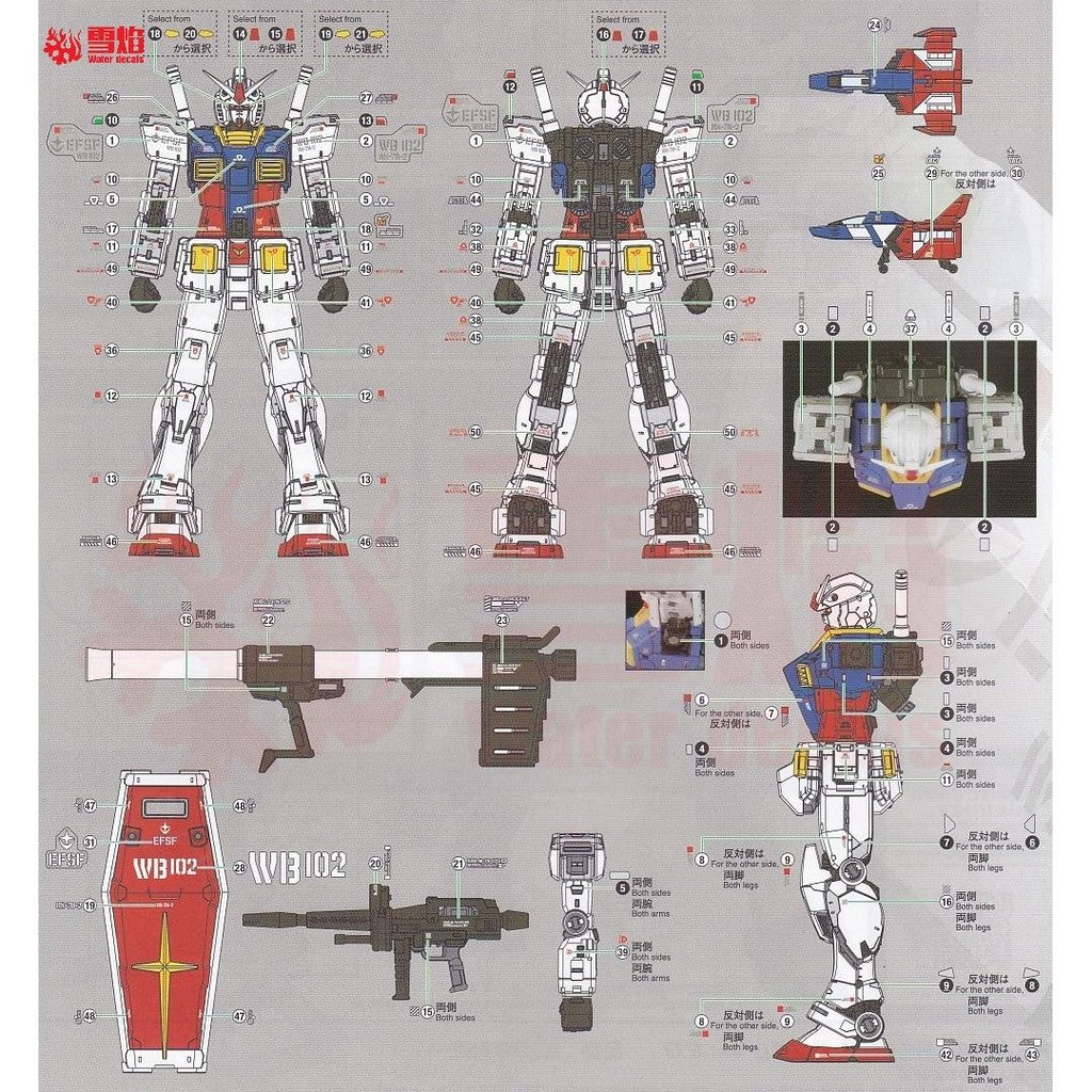 20250722 XUEYAN XY / SNOW FLAME 1/100 FAT CAT RX-78-2 Water Slide Decal Fluo VER (Kits not included)