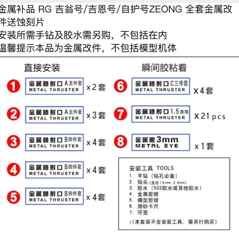 CALILY metal Detail upgrade parts for RG 34 ZEONG Collectibles