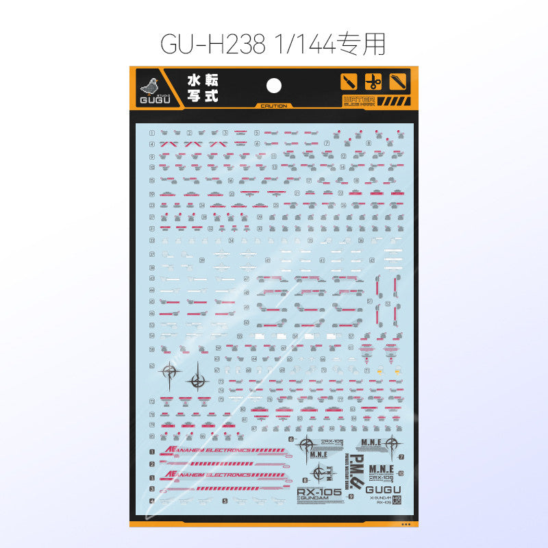 GUGU H238 Water Slide Decal for HG 1/144 RX-105 XI GUGUHG016