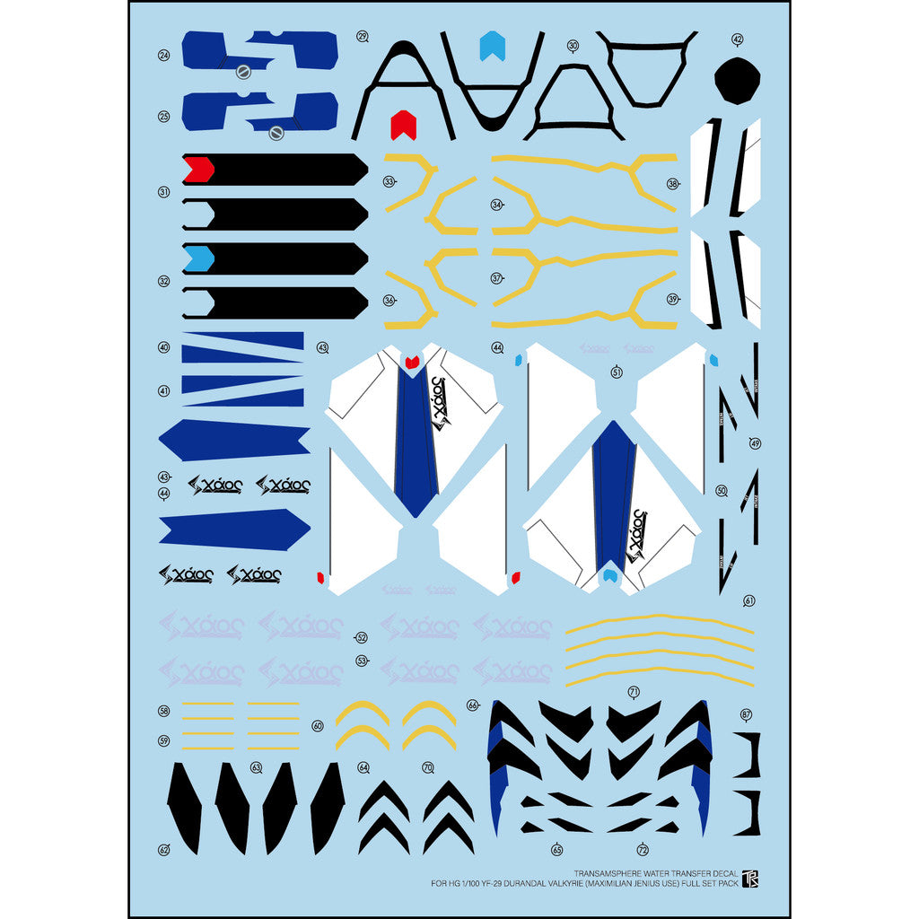 Transamsphere TRS Water Slide Decal HG Macross YF-29 Durandal Valkyrie TRSHG018M