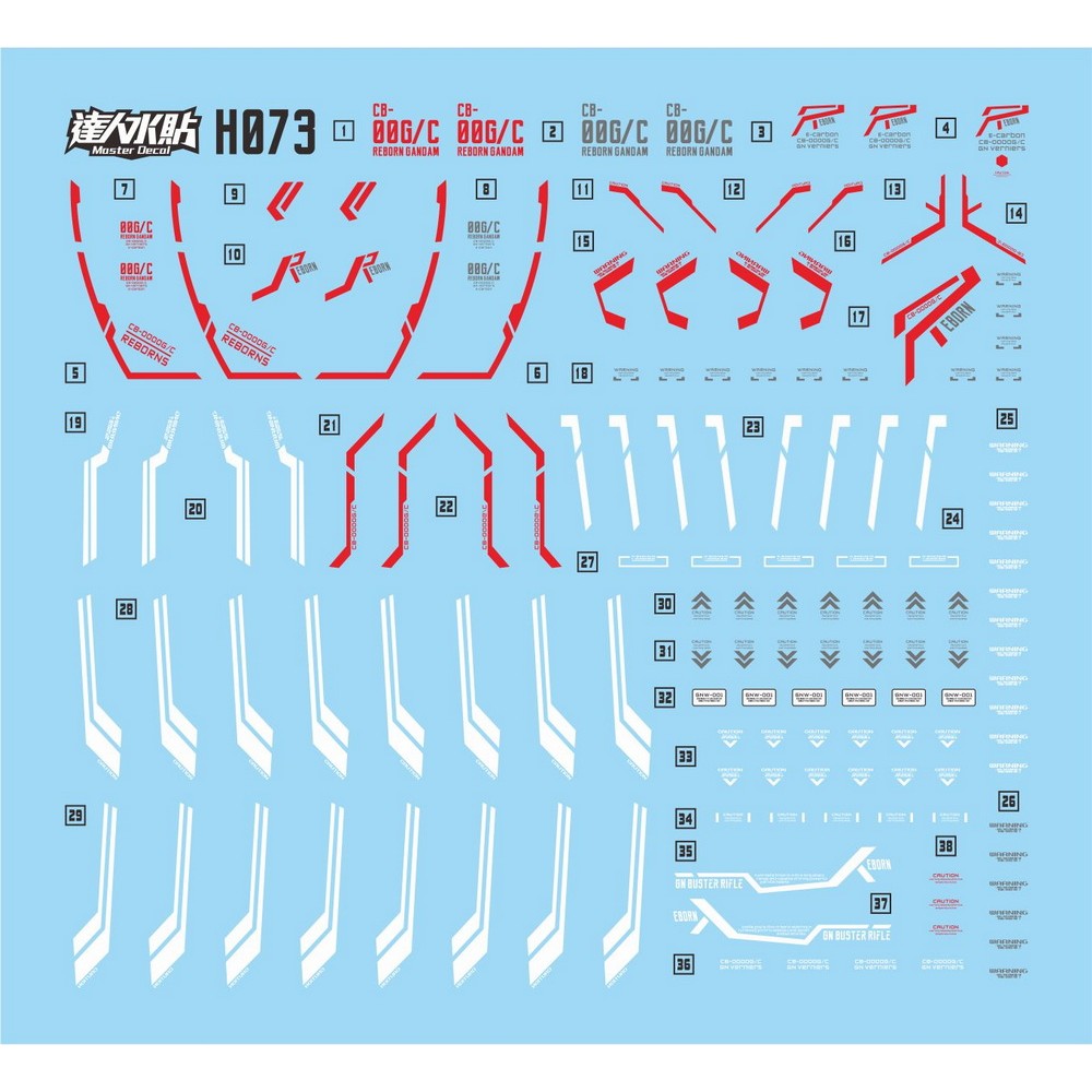 MASTER Water Slide Decal H073 HG 1/144 00 REBORN Reborns Collectibles