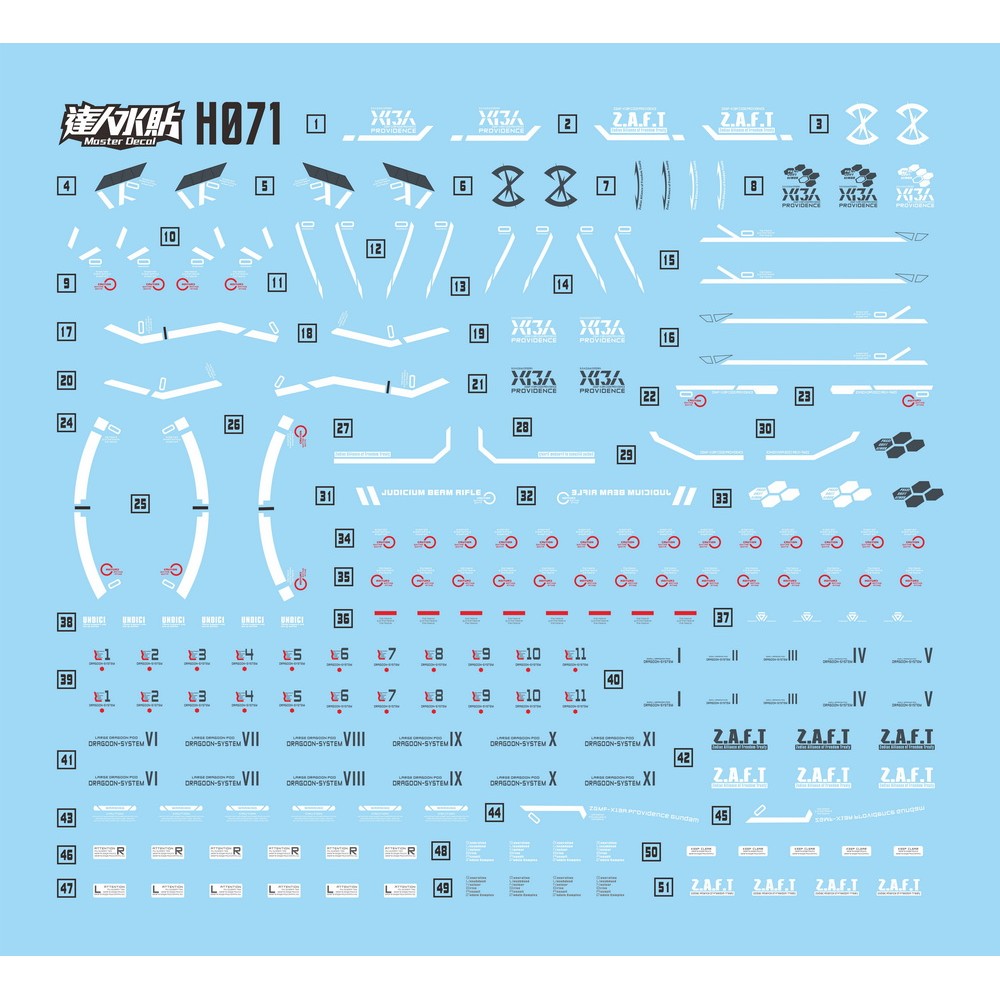 MASTER Water Slide Decal H071 SEED HG 1/144 Providence Collectibles
