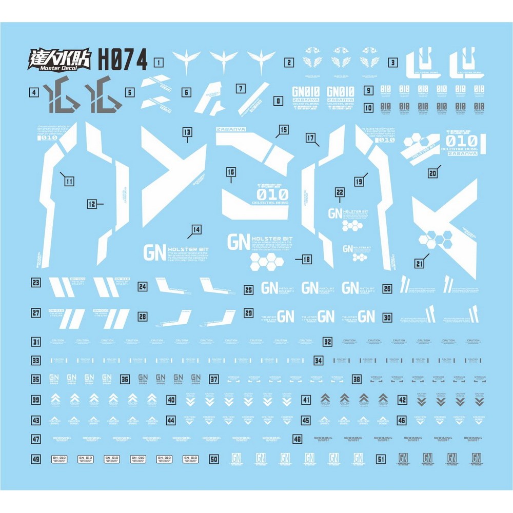 MASTER H074 Water slide decal HG 00 1/144  Zabanya FLUO Collectibles