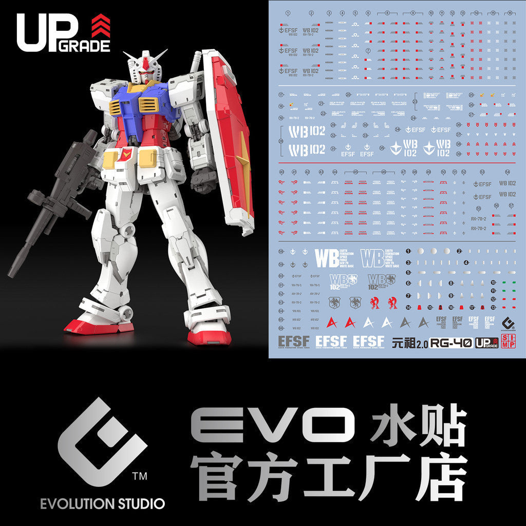 EVO RG RX-78-2 2.0 RG RX-78-2 Ver 2.0 Fluo water slide decal Collectibles