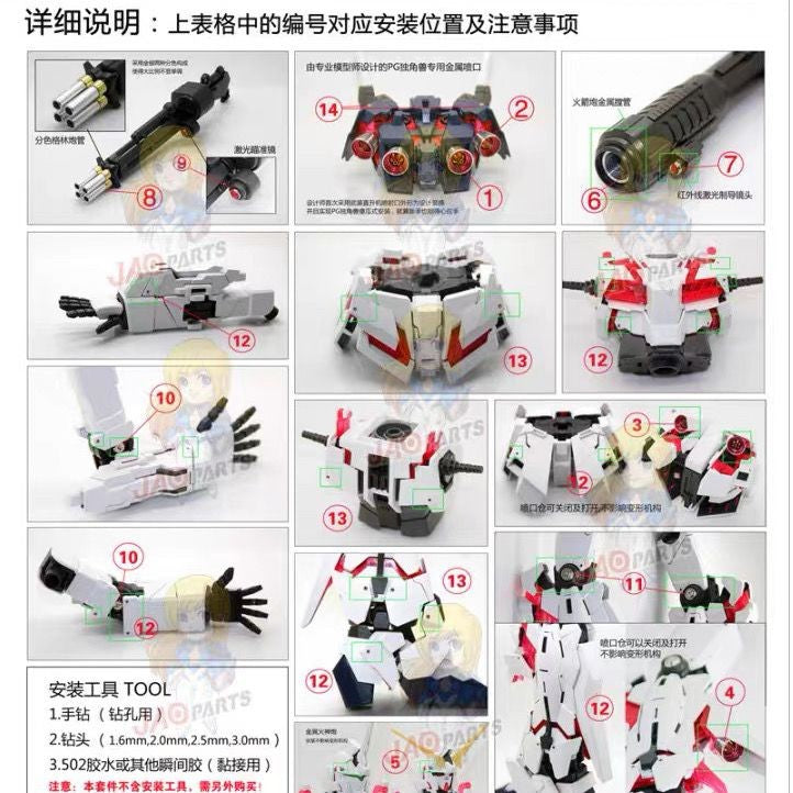 CALILY metal Detail upgrade parts for 1/60 PG UNICORN Collectibles