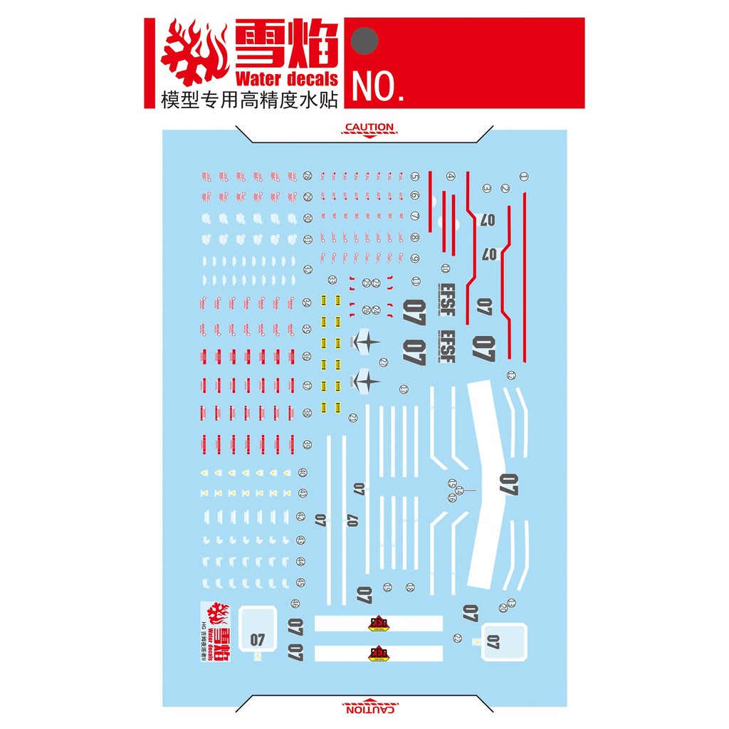 20250722 XUEYAN XY / SNOW FLAME Water Slide Decal HG-99 HG 1/144 GT0 GM Night Seeker 2
