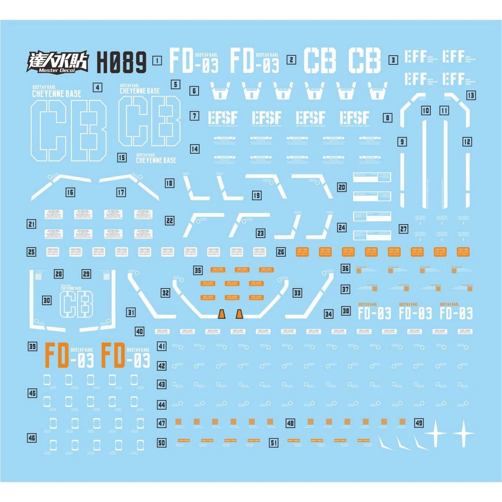 MASTER Decal Water Slide Decal H097 for 1/144 HG HGUC Gustav Karl