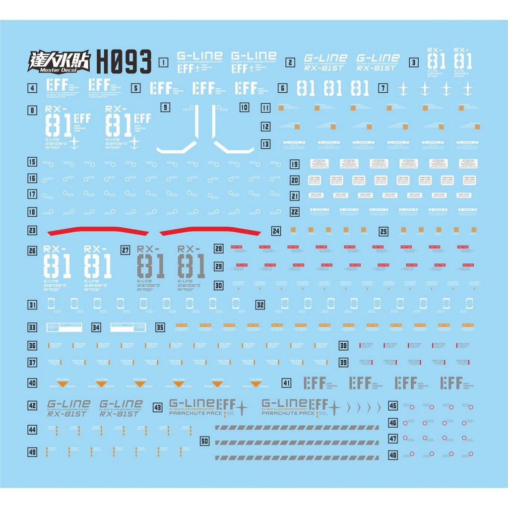 MASTER Water Slide Decal H093 for HGUC HG 1/144 G-LINE GLINE