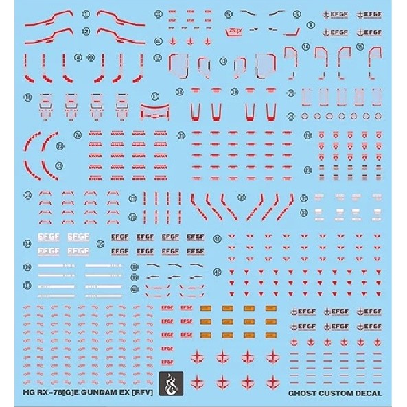 YAN FLAME Water Slide Decal GHOST for HG 1/144 RX-78 RX-78[G]E EX [RFV] (YANHG105) 20250721