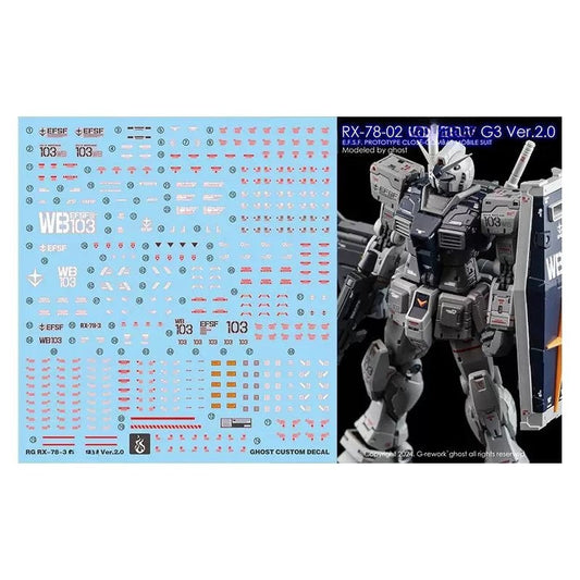YAN GHOST  water slide decal for RG 1/144 RX-78-2 VER 2.0 G3 Type