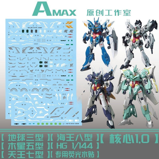 AMAX Water Slide Decal HG 1/144 the Core 1.0 Earthree / Jupitive / Uraven / Nepteight AMAXHG001